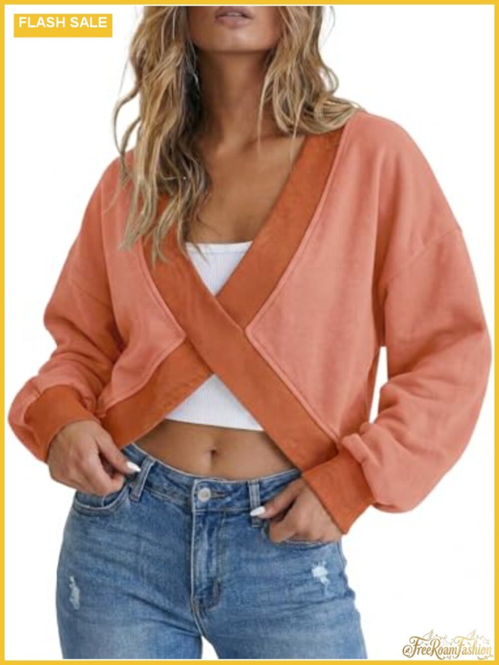 Reversible Wrap Sweatshirt Off Shoulder Long Sleeve Athletic Top Y2K Fall Winter